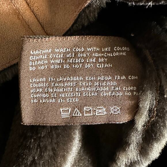 Vintage Big Chill Womens Penny Lane Faux Suede Fur Coat Brown Size 2X Y2K - Picture 11 of 11